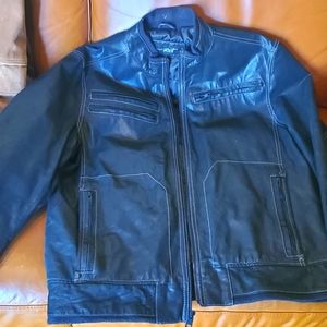 Black leather moto jacket